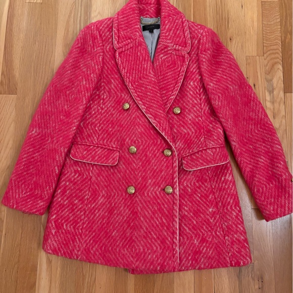 J. Crew Jackets & Blazers - J. Crew stylish pink herringbone peacoat